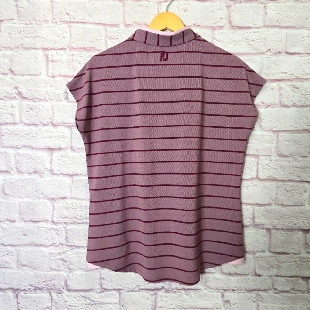Footjoy Cap Sleeve Birdeye Stripe Jacquard Women's Shirts Size Large - Picture 7 of 9